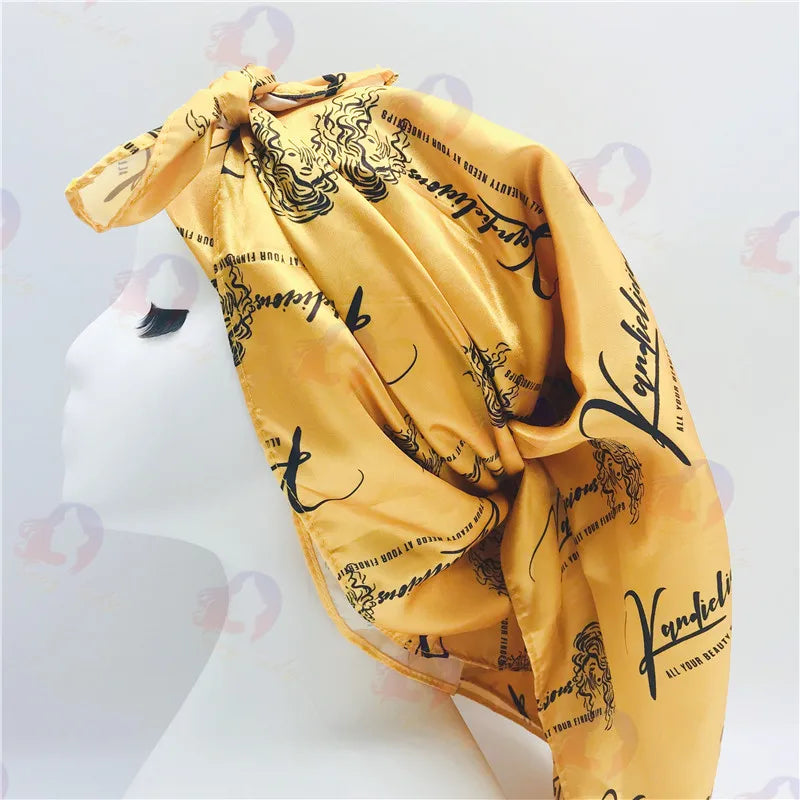 Manufacture of High Quality 90X90 Small 9 Printing Multi-Purpose Headscarf Women'S Silk Scarf