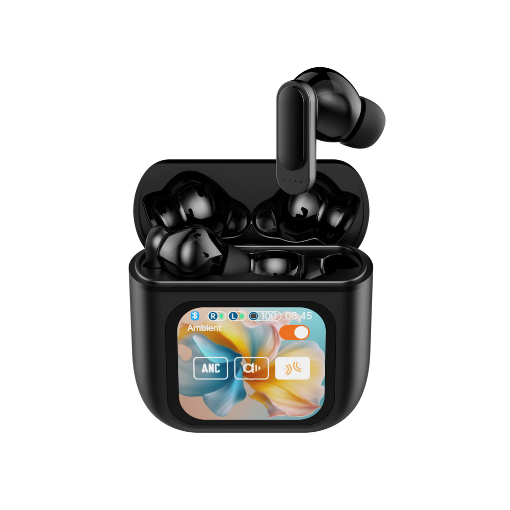 Newly Designed Anc Enc Tws Earphones with Digital LCD Touch Screen Wireless in Ear Headphones, Generation Pod TWS Earbuds Tidesmit