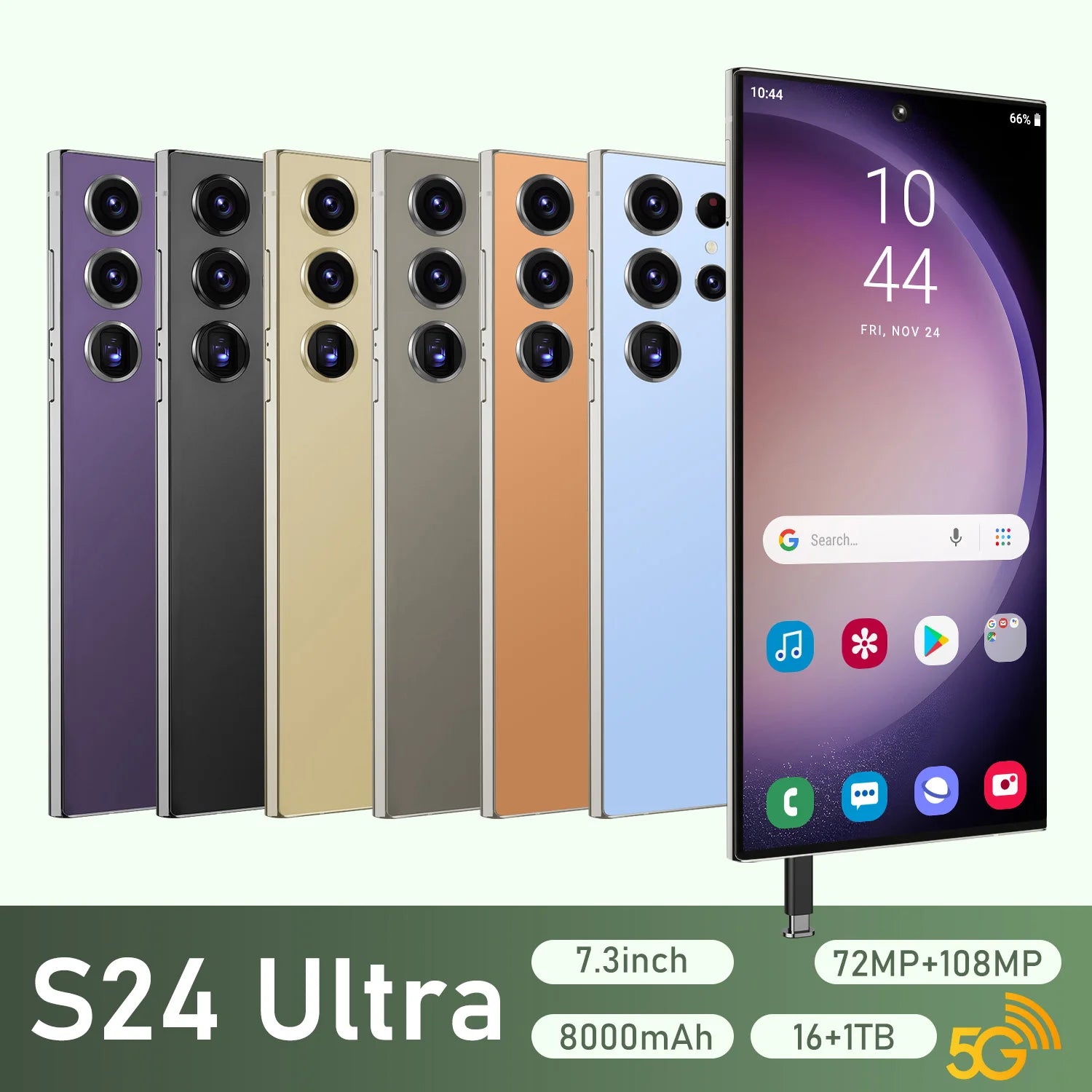 S24 Ultra Smart Phone 7-Inch Screen 16+1TB Storage Dual SIM Cheap 5G Smartphone with High-End Gaming Features Tidesmit