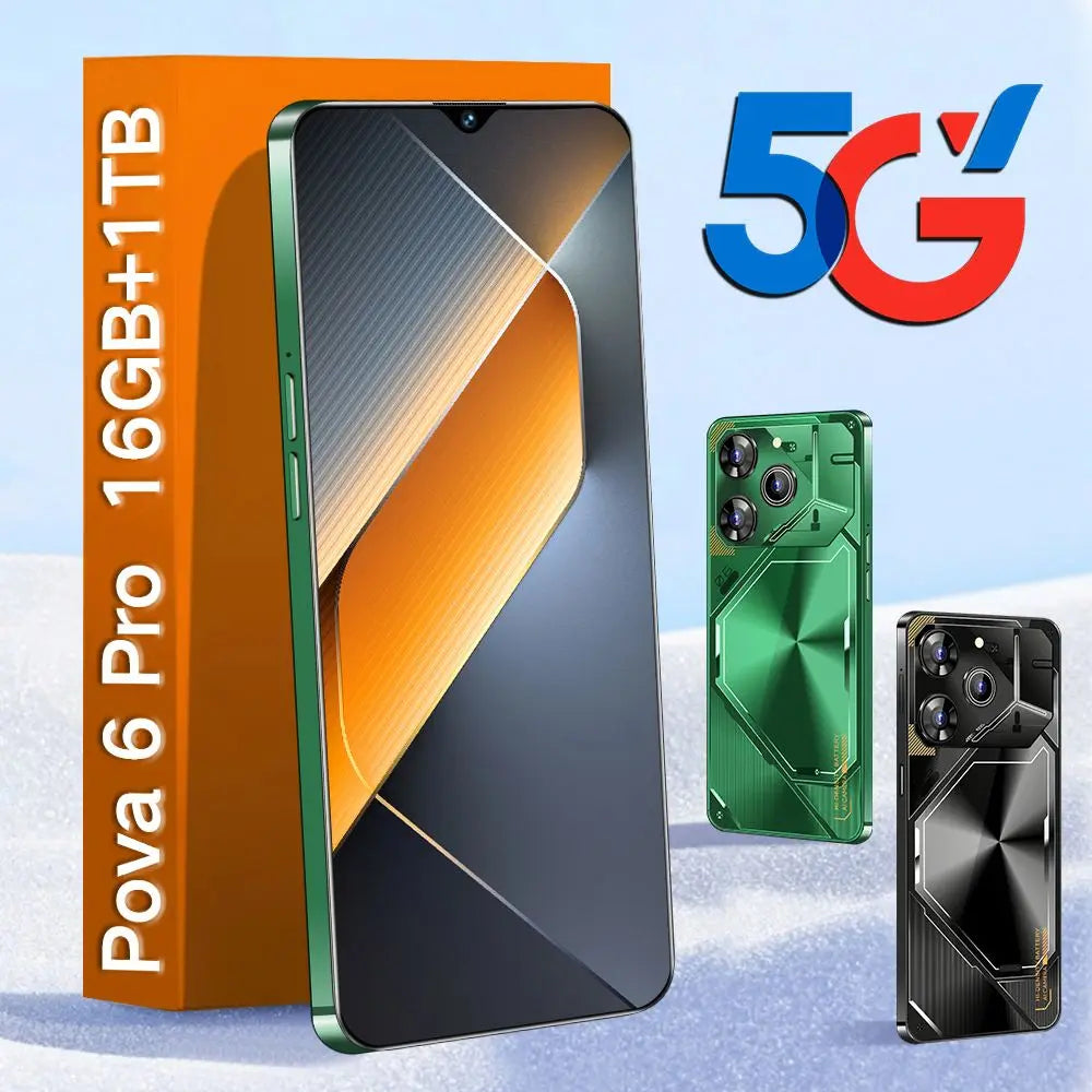 Pova 6 Pro 5G Smartphone - 1TB Storage, 6800mAh Battery - Blue Tidesmit
