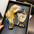 Women's Spring Autumn Mulberry Silk Square Scarf, Elegant Geometric Print, Soft & Smooth Neck Scarf