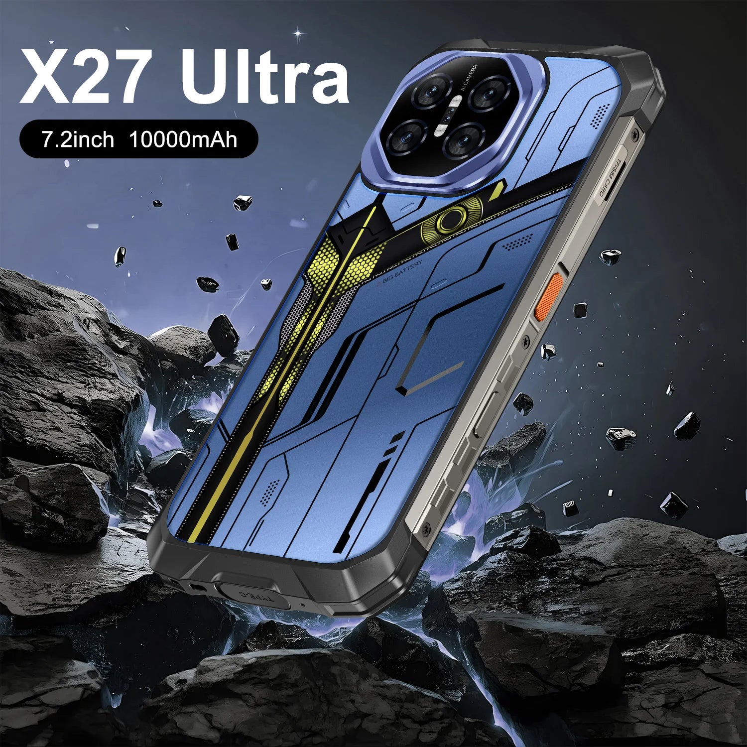 Tidesmit X27 Ultra 7.3-inch 5G smartphone with 12GB RAM, 1TB storage, waterproof design, and NFC technology.