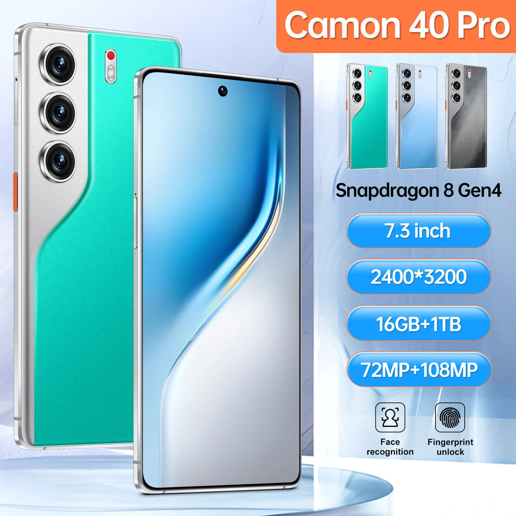 Global 5G Camon 40 Pro 108MP Rear Camera 16GB+1TB Dual SIM Mobile Phone with 4K Screen Resolution New Arrival 5G Smartphones Tidesmit