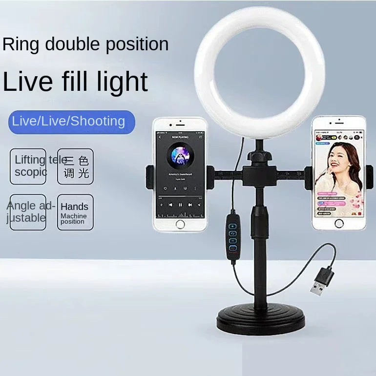 Durable Plastic 6-Inch Dual-Position Ring Fill Light LED Photography Desktop Disc & Mobile Phone Bracket Tidesmit