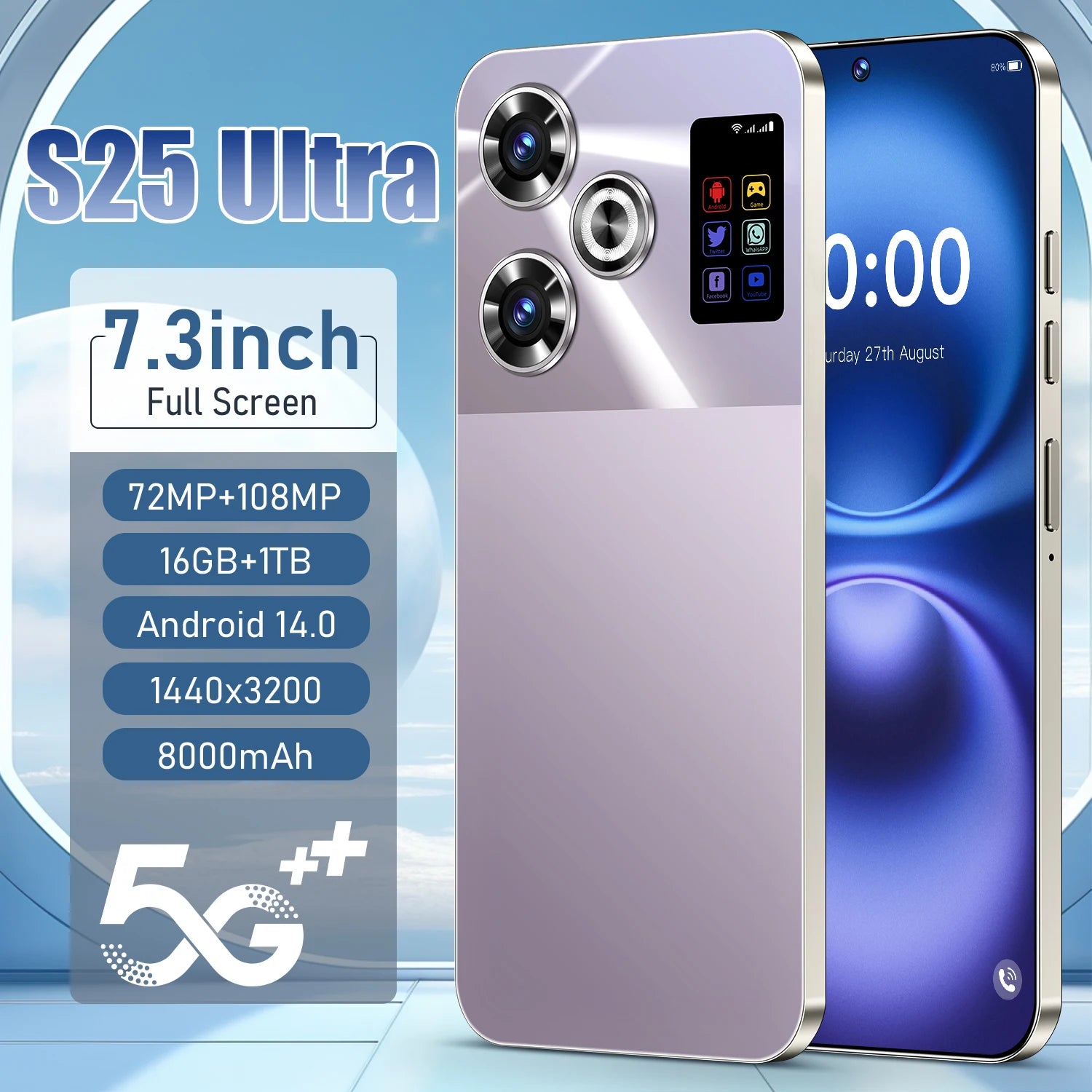 S25 Ultra 5G Smartphone 1TB 16GB RAM AMOLED Display - Green Tidesmit