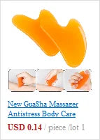Orange resin Gua Sha massage tool for body, neck, and muscle pain relief, used for anti-stress and spa blood flow.