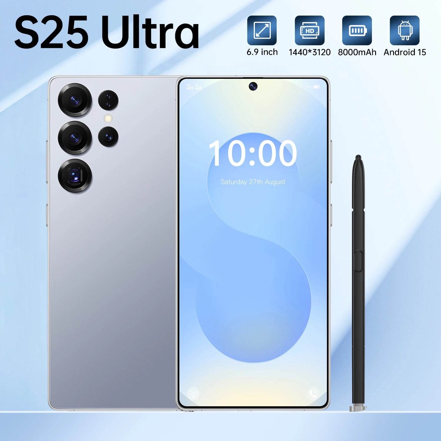 S25 Ultra 5G smartphone with 7.3-inch screen, 16GB RAM, 1TB storage, 108MP camera and 8000mAh battery unlocked