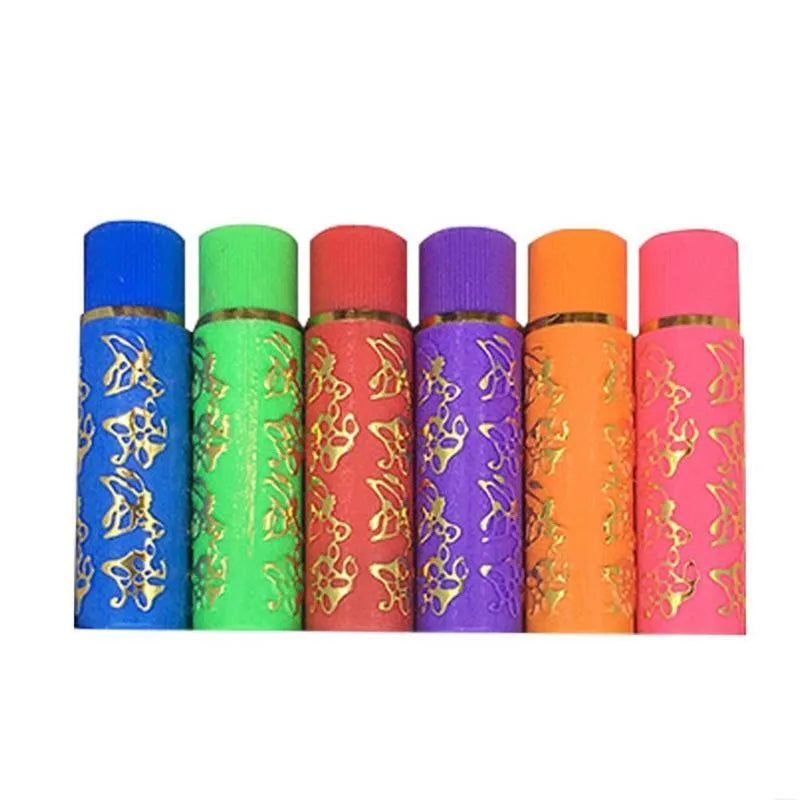 6pcs magic color-changing lipsticks in colorful tubes with gold butterfly prints, perfect for long-lasting lip makeup.
