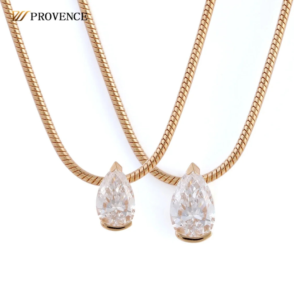 Fine Jewelry 18k 14k 10k  Gold Chain Pendant Necklaces 1 2 3 Carat Pear Cut  Lab Diamond Necklace VVS D CVD Diamond Necklace Set