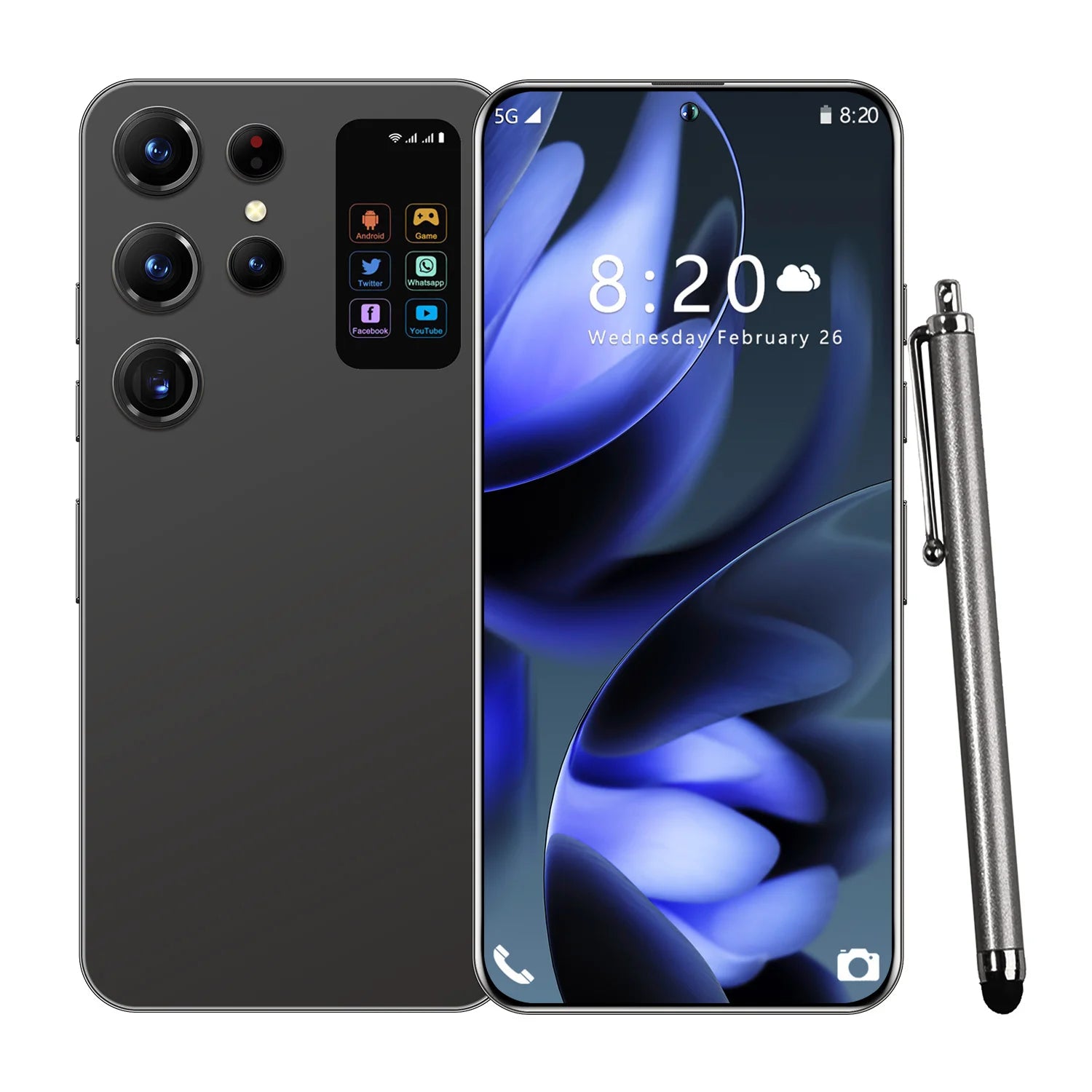 Tidesmit 5G Android 14 Smartphone, 7.3" OLED, 16GB RAM, 1TB Storage Black 16g 1TB Tidesmit