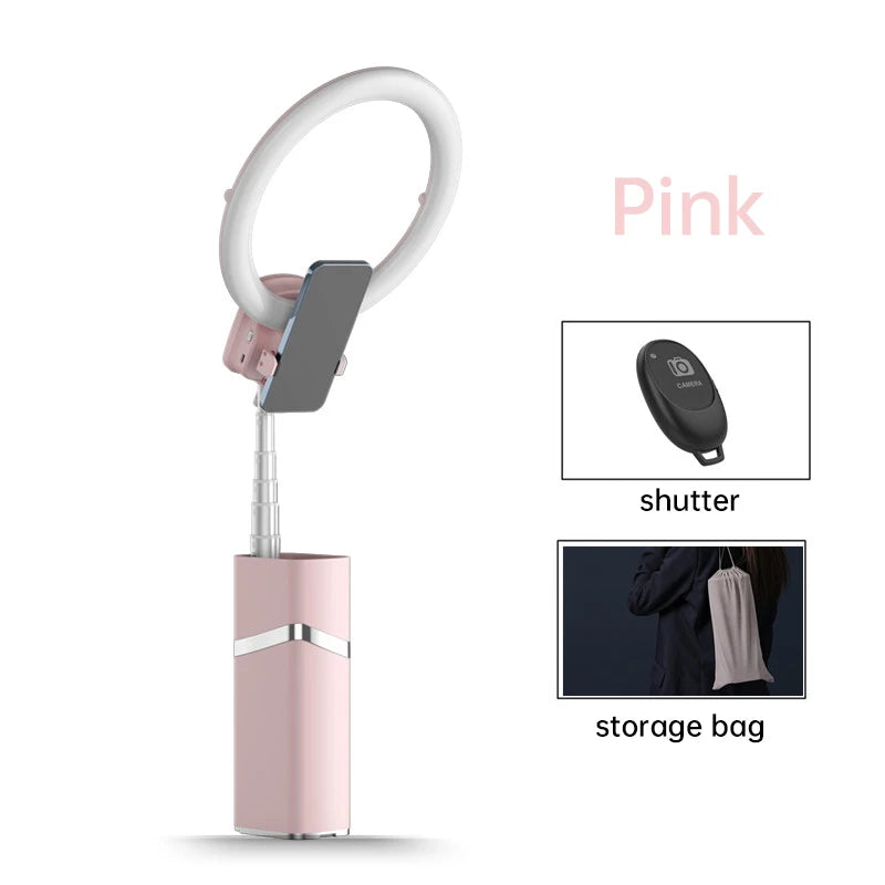 Hot yy-1 pink selfish phone small ring tiktok light photo and video production battery powered ring light 360 photo studio Tidesmit