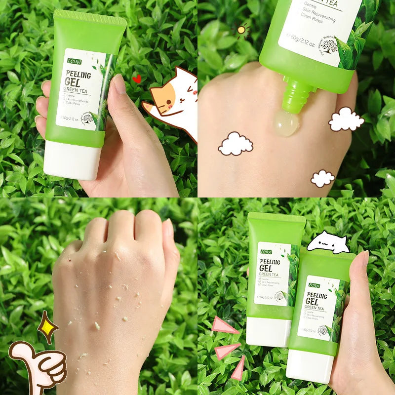Facial Exfoliating Peeling Gel | Deep Pore Cleansing with Green Tea Scrubs Treatments Tidesmit