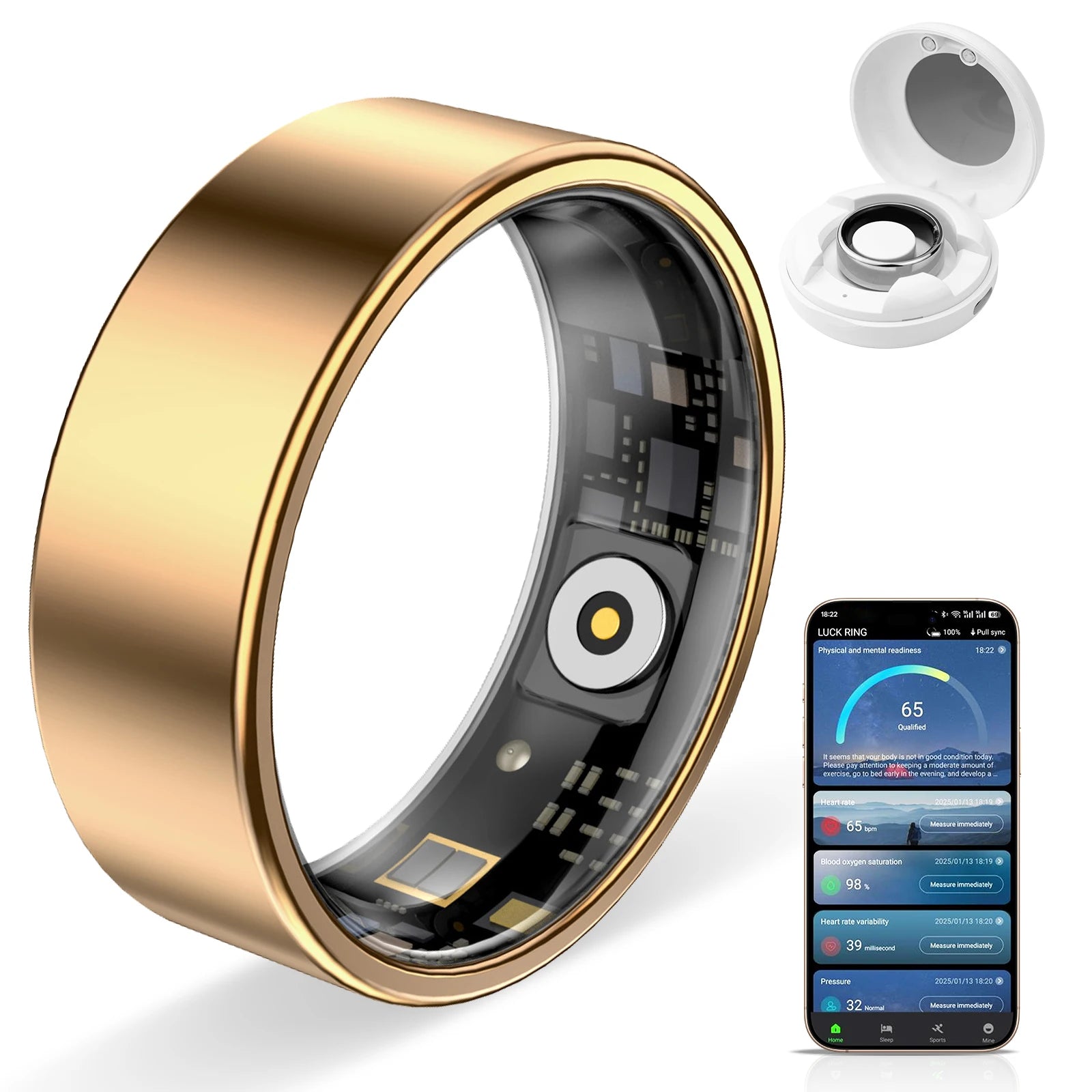 Hyperliving for Bluetooth Smart Ring 10ATM Stainless Steel App Controlled with Android Sleep Tracker Lighting Features Tidesmit