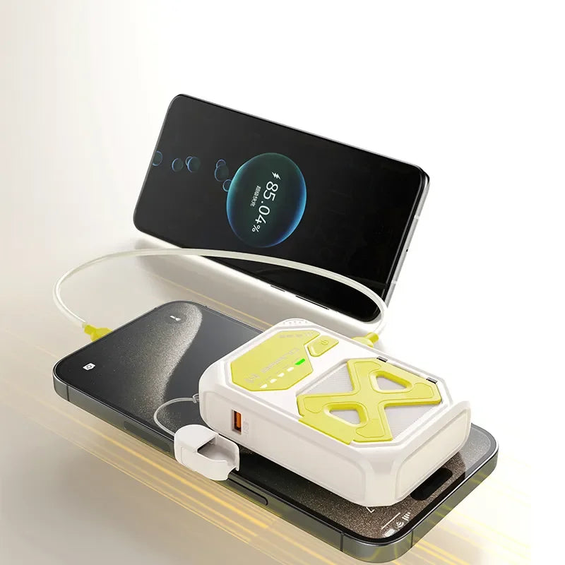 Power bank charger-Travel Plug With Power Bank Capsule for Travel Portable Charger Power Bank With Built-In Cables and Travel Keychain Tidesmit