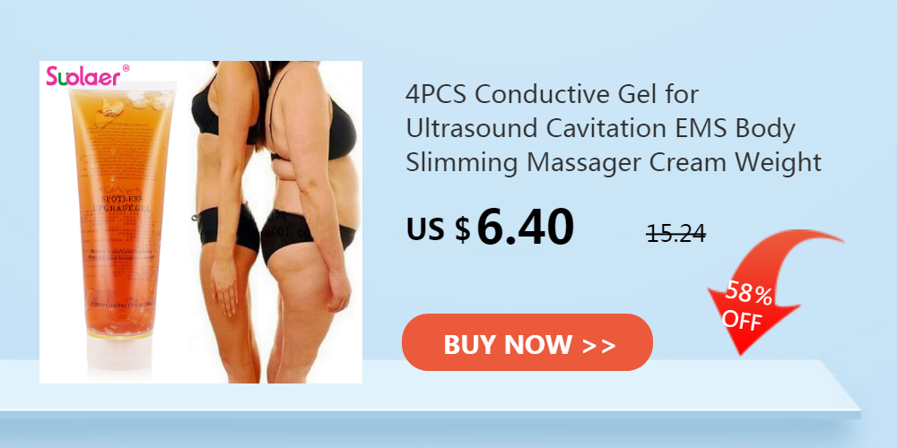 Conductive gel tube for ultrasound cavitation and EMS slimming massagers to support body weight loss and skin firming.