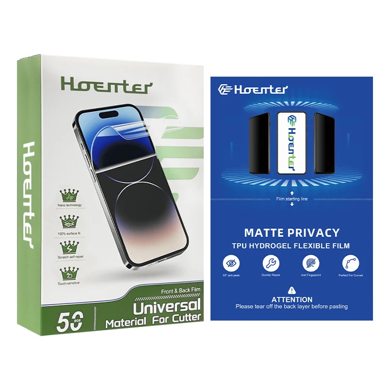 Hoenter Auto Frost Hydrogel TPU Screen Protectors Self-Repairs Mobile Phone Protective Film Hydrogel TPU Self-Repair Cutting 50pcs TPU Privacy Tidesmit