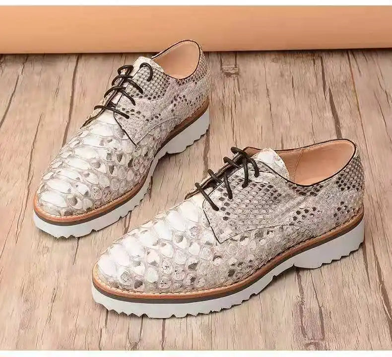 High End Fashion Snake Business Mens Leather Shoes Big Snake Skin Derby Men Dress Shoes Goodyear Welt Custom Formal Shoes Men