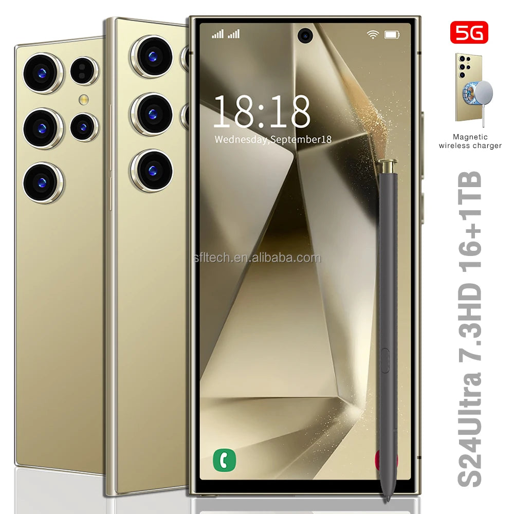 Hot Sale S24 Ultra 5g Smartphone Fingerprint Hand Phone Quick Charge Smart Phone Dual SIM Card Cheapest Smartphone Tidesmit