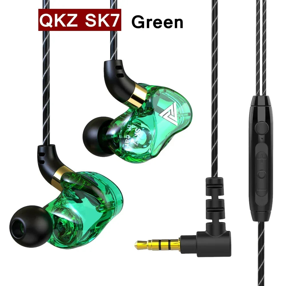 SK7 Wired Earphones With Microphone and Bass Stereo | Tidesmit SK7 Green Tidesmit