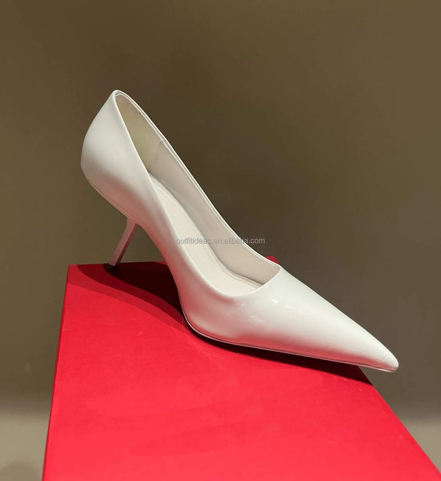 New Fashion Women Girls Shiny Patent Calfskin Pointy Toe Luxury Design Stiletto Heels Pumps Shoes in Genuine Leather Black Pumps