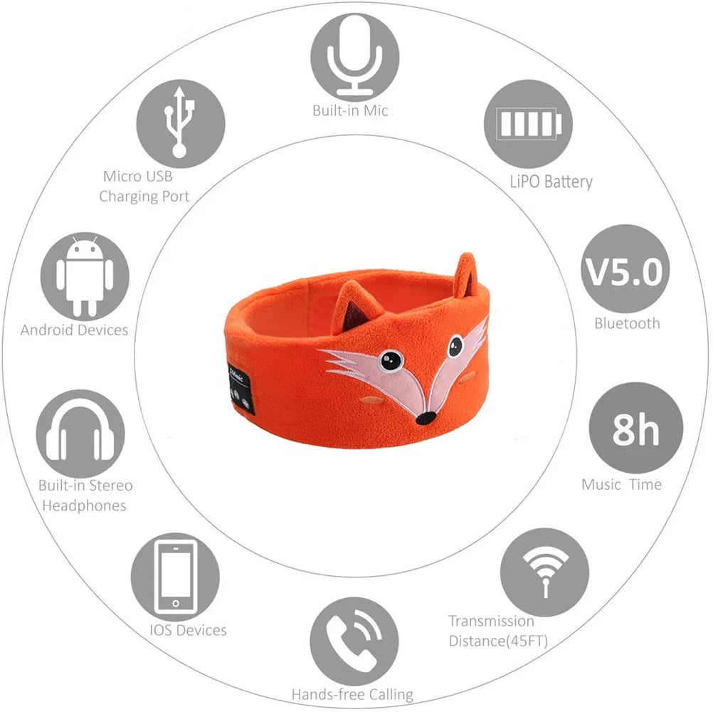 Wireless Headphone Kids Headband with Different Animal Designs, ultra Thin Speakers for Kids Fun at Home or Travel Tidesmit