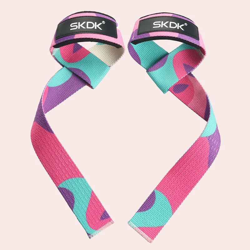 Custom Logo Adjustable Weight Lifting Wrist Straps Bodybuilding Powerlifting Strength Training Deadlifts Hand Lifting Straps Camo purple 55*3.5cm Tidesmit