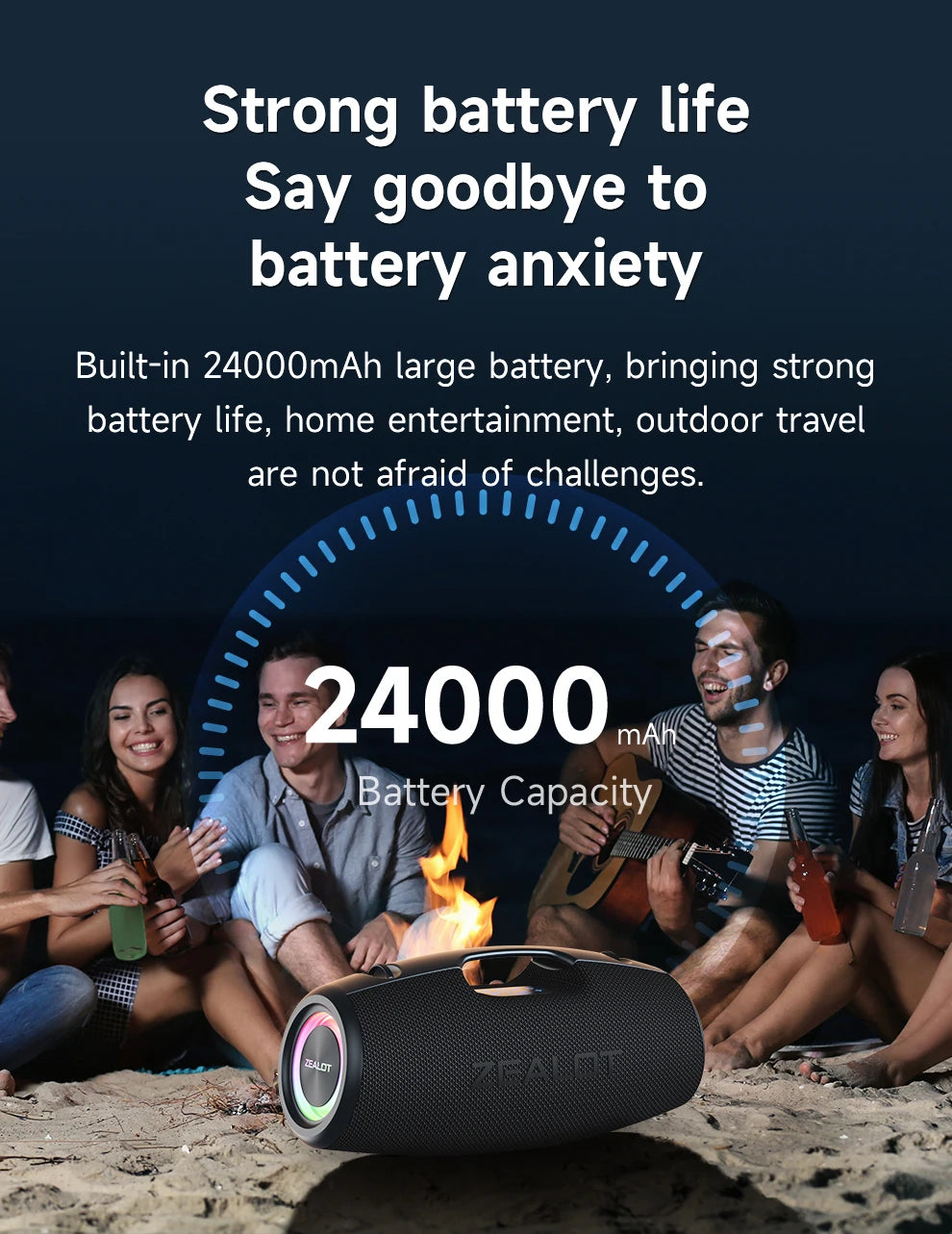 Zealot S78 Outdoors Party Speaker Professional Bluetooths 100W Bass Powered Portable Subwoofer Wireless LED Light Hifi Speaker My Store