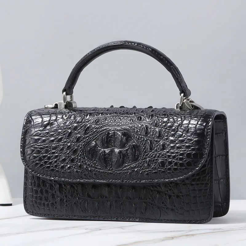Fashion Designer Genuine Crocodile Leather Women's Small White Handbag Purse Authentic Crocodile Skin Female Flap Shoulder Bag