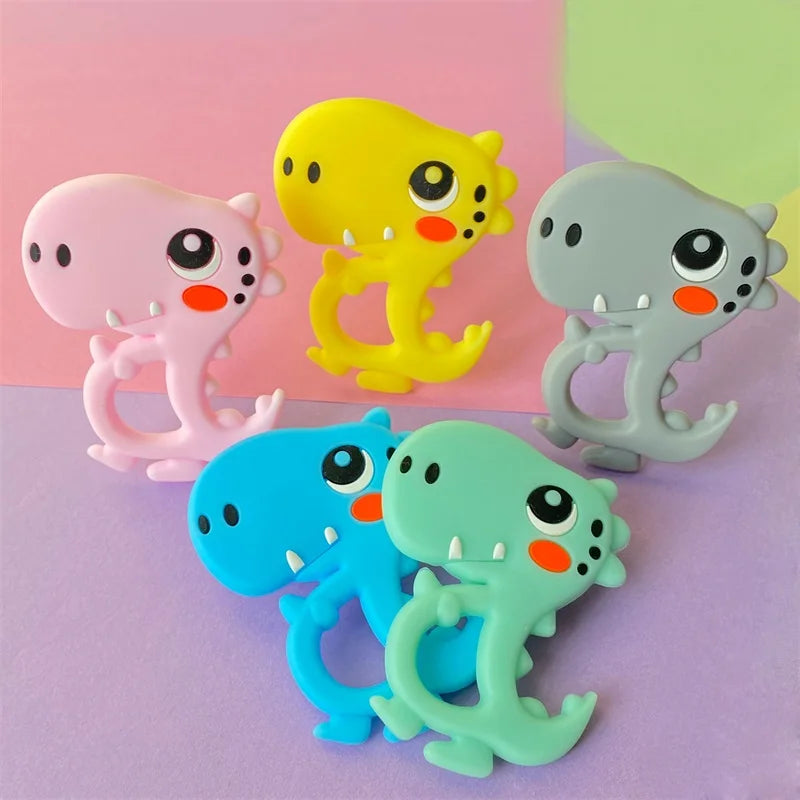 1pcs Teether Animal Silicone Baby Teething Toy Rodent Food Grade BPA Free Cartoon Dinosaur Pendant Nursing Necklace