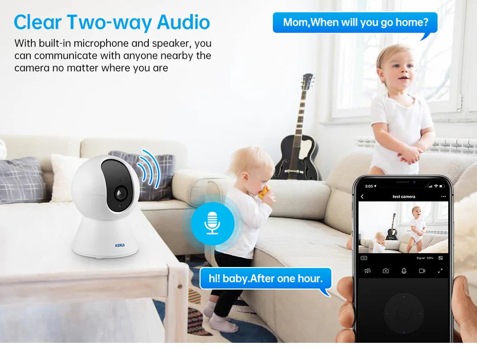 KERUI Onvif  4K 5MP 8MP WiFi IP Camera Indoor Wireless Home Security CCTV Surveillance Camera With Tuya Smart Auto Tracking