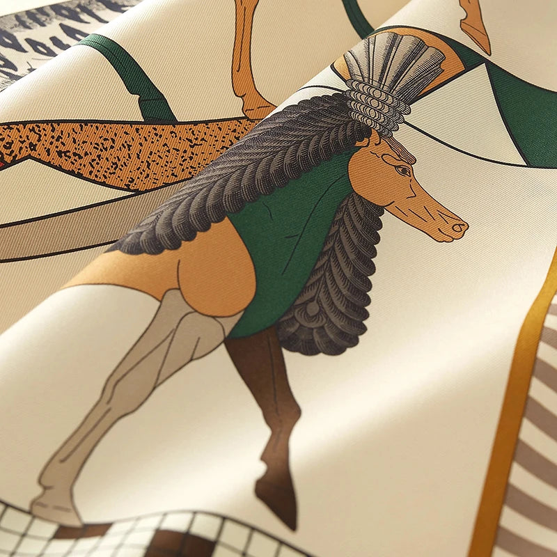 Luxurious 90*90cm Square Digital Abstract Art Animal Printed Silk Scarf Gift Specially Designed for Elegant Individuals