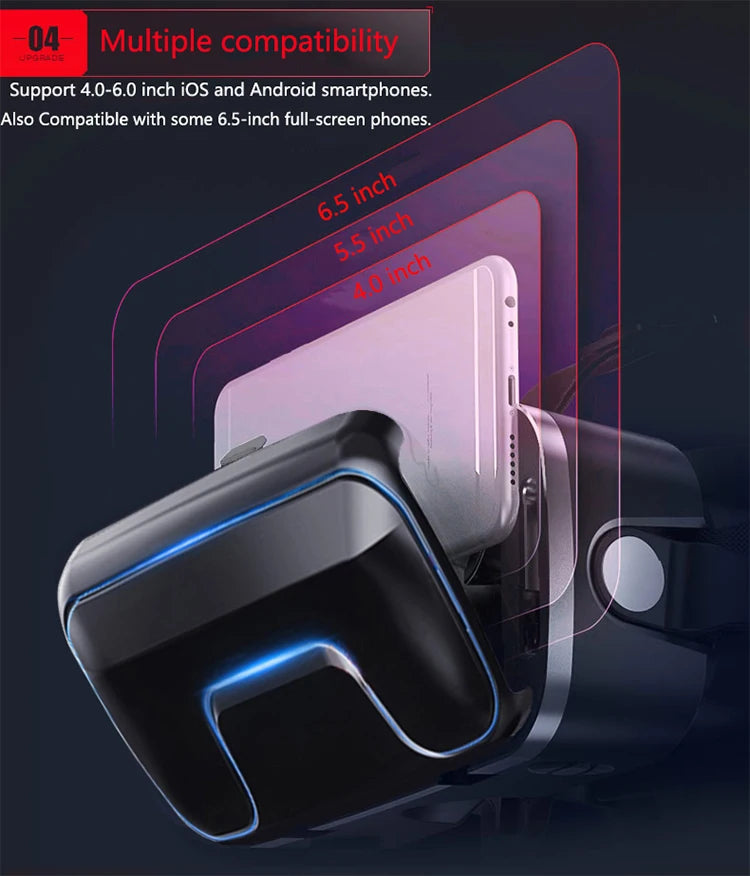 New Style VR Cardboard Virtual Reality Box Smart Videos 7 Inch Mobile Phone 3D VR Glasses VR Headset with Headphone Tidesmit