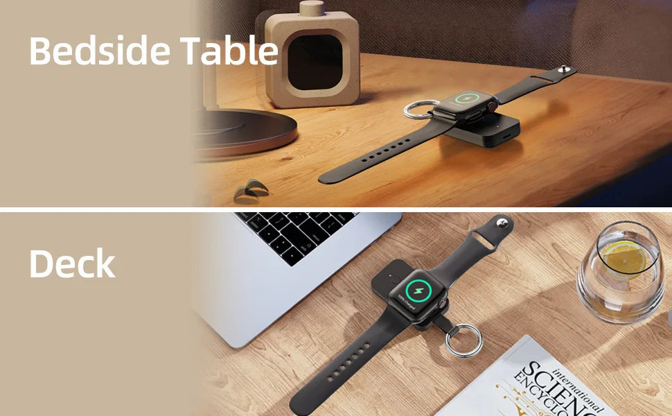 Power bank charger-KC Certified V9 Portable 1000MA Magnetic Watch Power Bank High Capacity 5W Keychain Watch Wireless Charging Power Bank Tidesmit