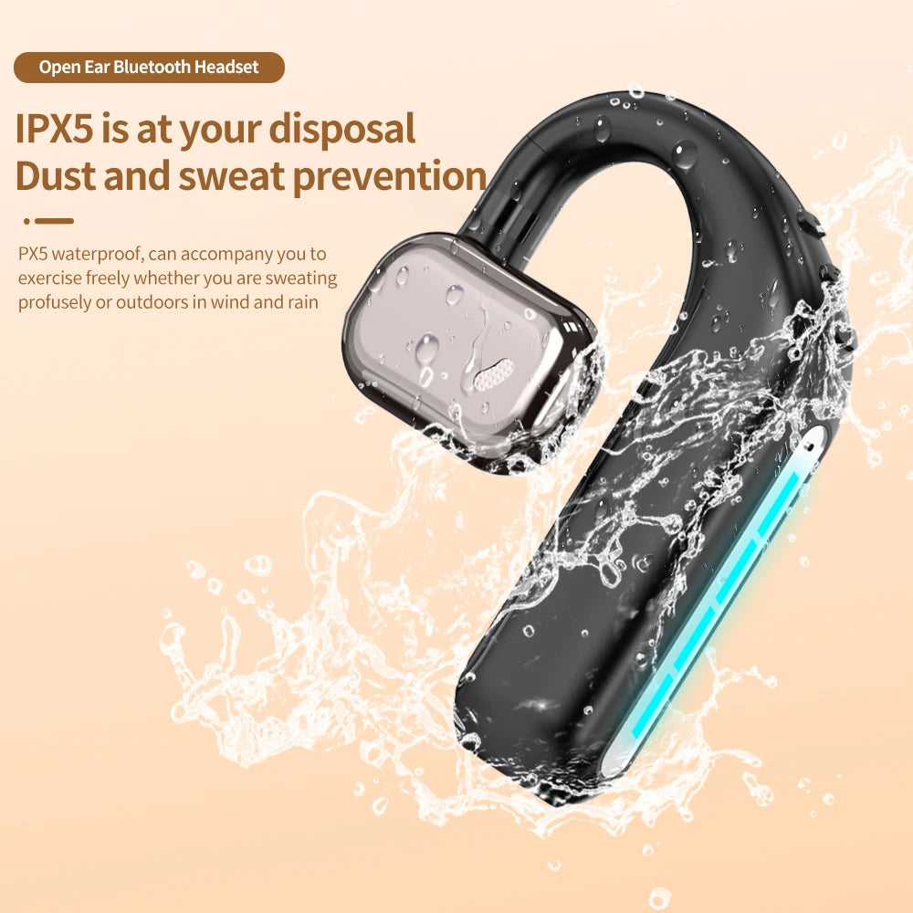 Wireless Earbuds Single Ear OWS Wireless Headset Bone Conduction Over-Ear Stereo Bass Earphones With Earhooks for Sports Running Tidesmit