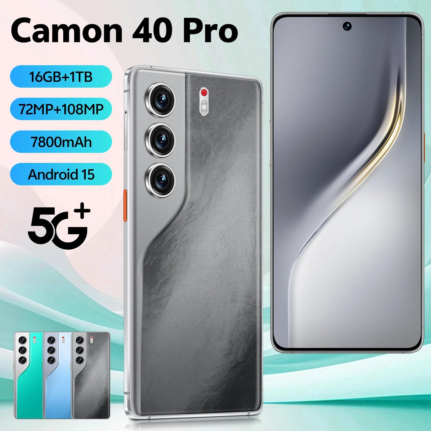 Camon 40 Pro 5G Smartphone: 16GB RAM, 1TB Storage - Black Tidesmit