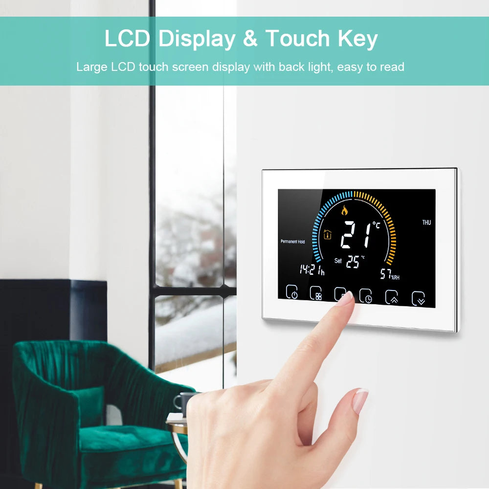 WiFi Smart Thermostat for Home Heating - Colorful Touchscreen Model Tidesmit