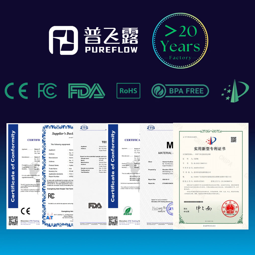 Custom Smart 200ML Hydrogen Ion Water Bottle with 10000ppb Generator USB/Battery for Household Outdoor Use Tidesmit