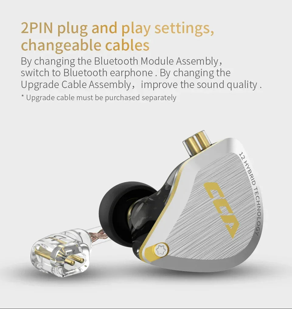 CCA C12 In-Ear Monitor Headphones - 12-Driver Hybrid HiFi by Tidesmit Tidesmit
