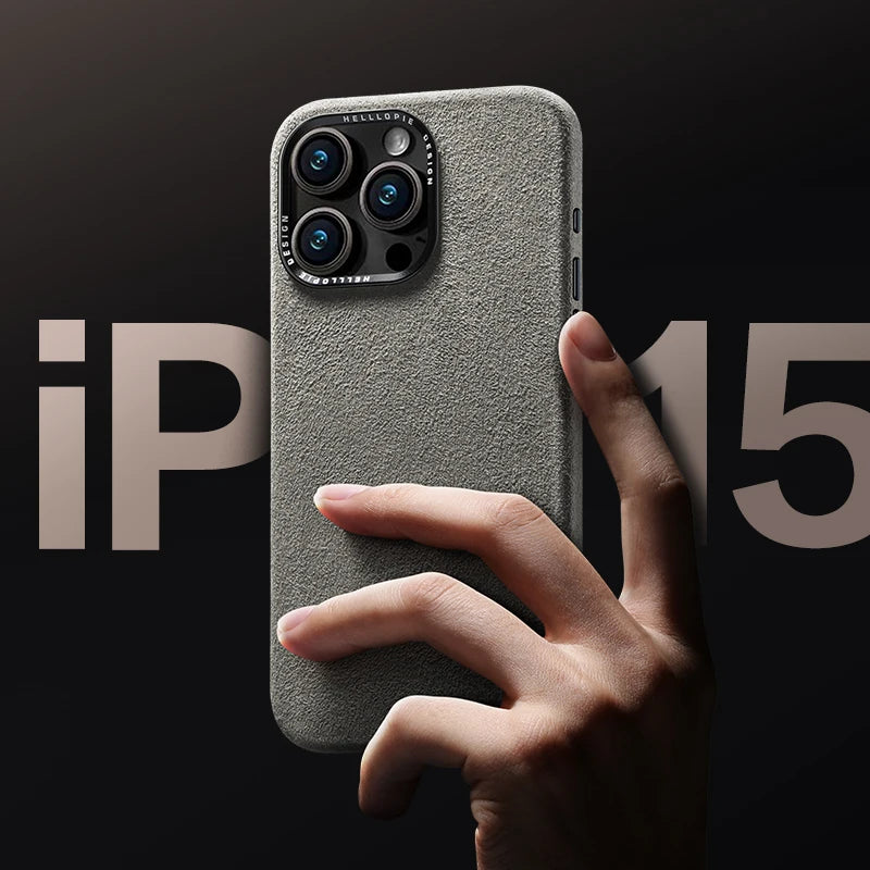 Italian Luxury Alcantara Leather Magnetic Mobile Phone Case Cover iPhone 15 Pro Max Waterproof Simple Design Custom Logo Boxed Tidesmit