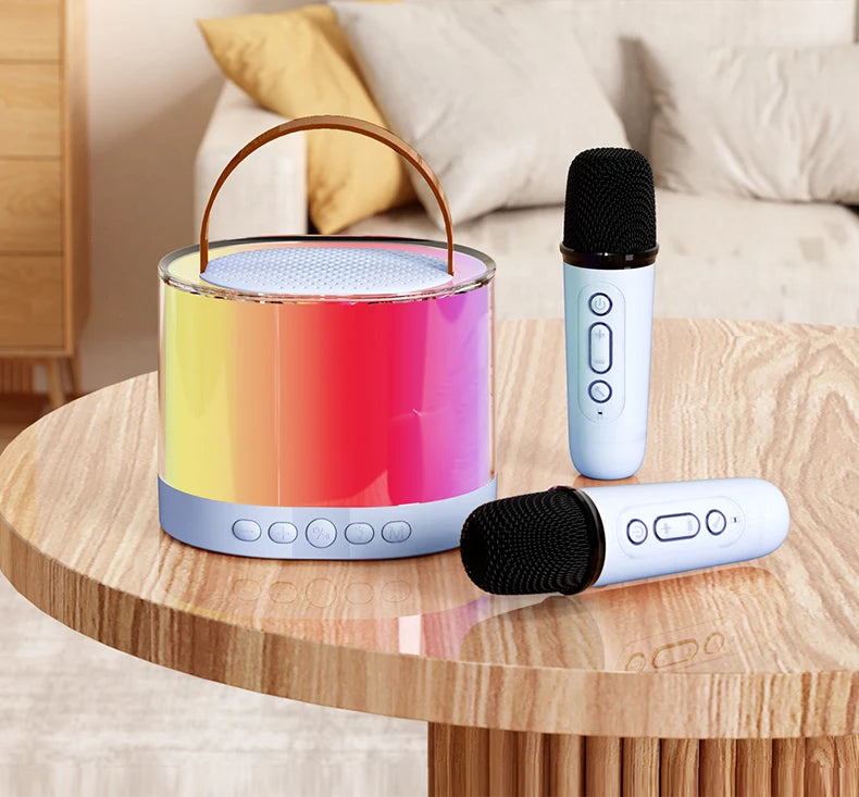 K52 Mini Wireless Bluetooth Karaoke Speaker for Kids with LED Light Two Wireless Microphones Gifts for Boys Girls Birthday My Store