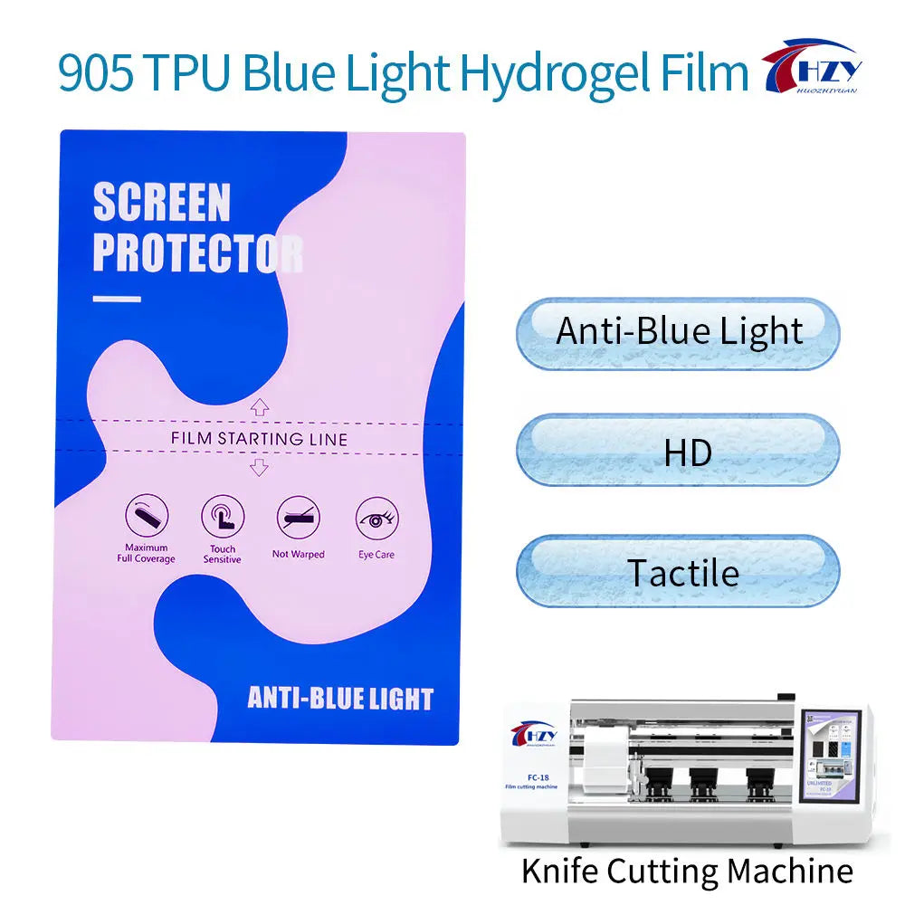 HZY Anti Blue Light Screen Protectors TPU Flexible Hydraulic Membrane for Cell Phone Eye Protection Film for Cutting Machine Tidesmit