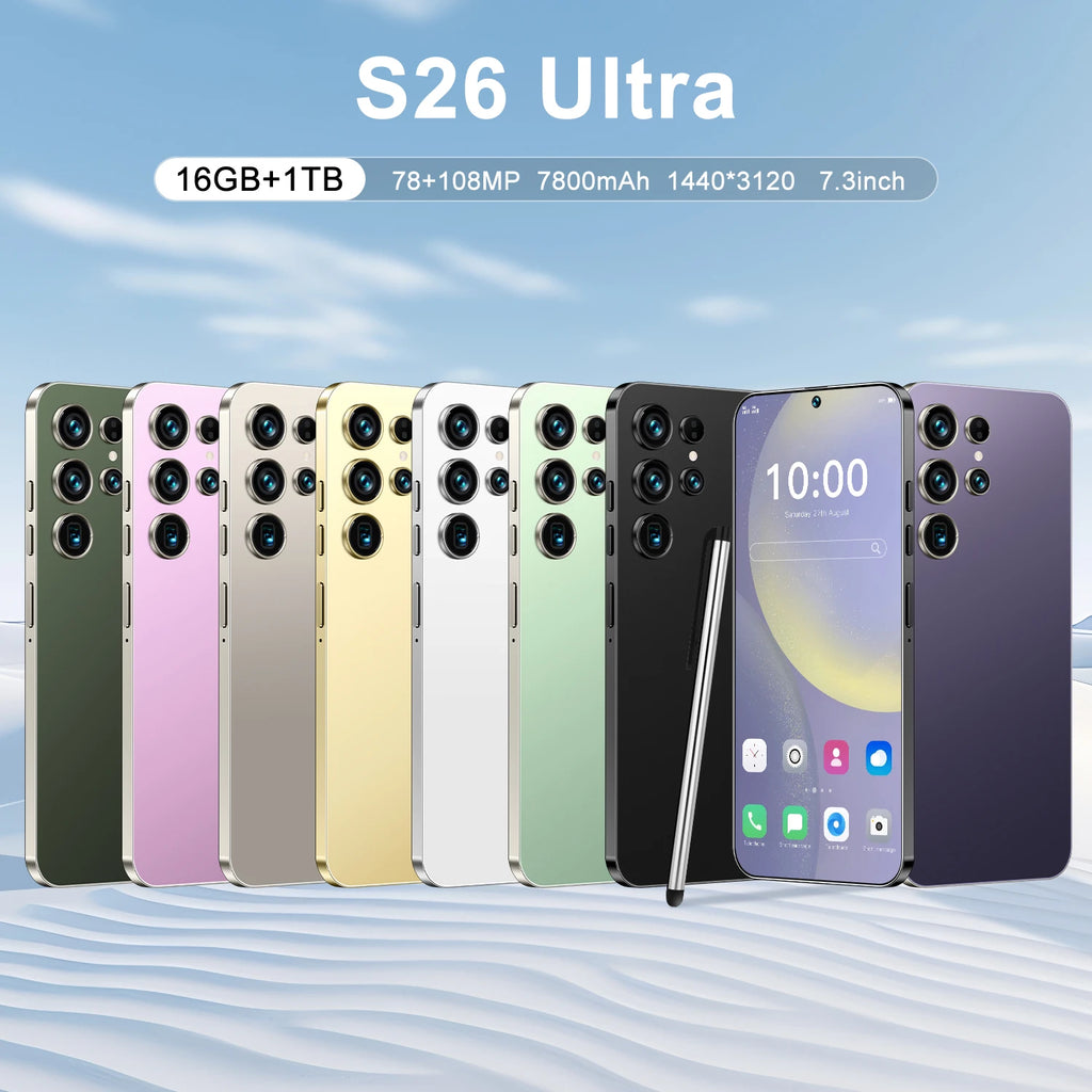 S26 ULTRA 5G Decacore CPU Smartphone 108MP Rear Camera HD Screen Online Retailer Offers Tecno Mobile Phone French Spanish Tidesmit