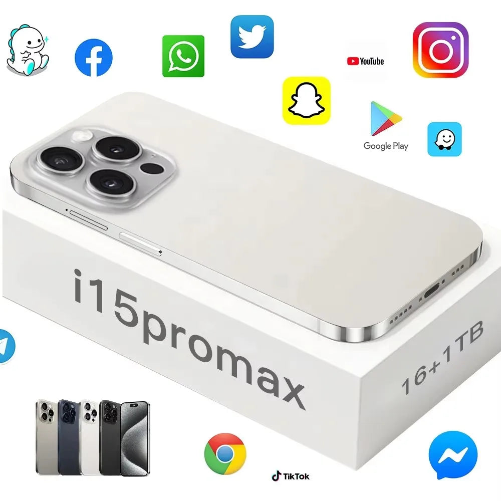 Unlocked Phone 15 Pro Max 8GB+512GB Dual Sim Card 4G 5G Smartphone 6.8 Inch OLED Screen I 15 Phone 15 Pro Max Smart Phone logo Tidesmit
