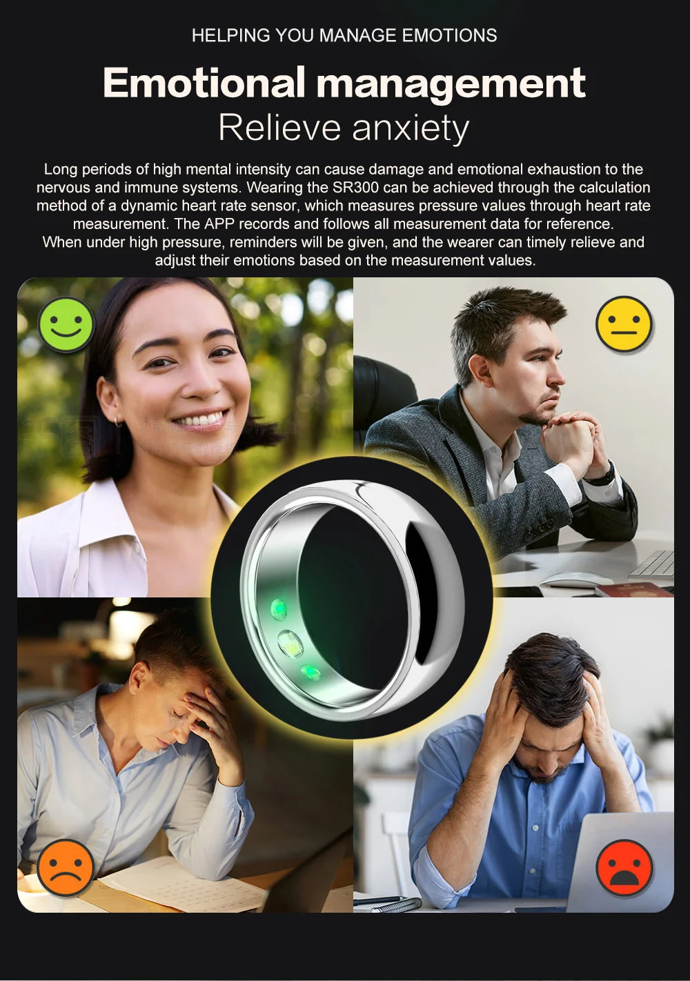New Couple SR300 Smart Rings Intelligent Fitness Tracker Health Monitor Smart Ring for Men and Women Tidesmit