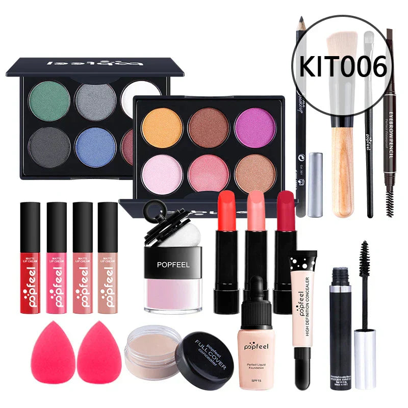 20 Styles Makeup Set Eyeshadow Lipstick Eyebrow Pencil Lip Gloss Makeup Brush Powder Nail Polish With Makeup Bag Cosmetics Kit ALIBABA KIT006 Tidesmit