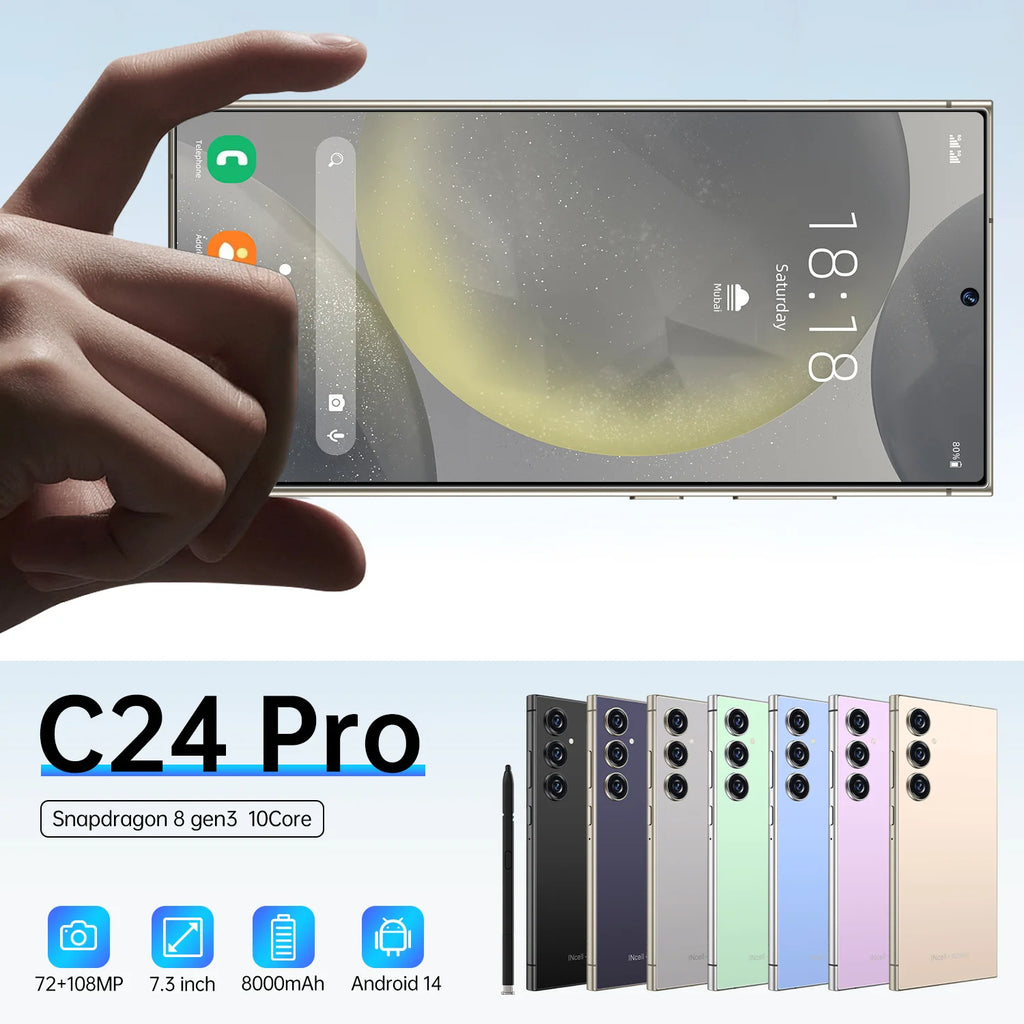 2025 Brand New S25 Ultra C24 I16 Pro Max 16GB+1TB 5G Smart Phone 7.3-Inch 48MP+108MP Android 5G Gaming Smartphone Tidesmit