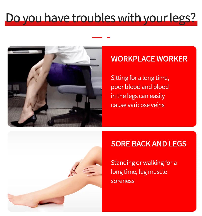 XXL air compression leg massage recovery boots for circulation, relief from sore legs, and varicose vein prevention.