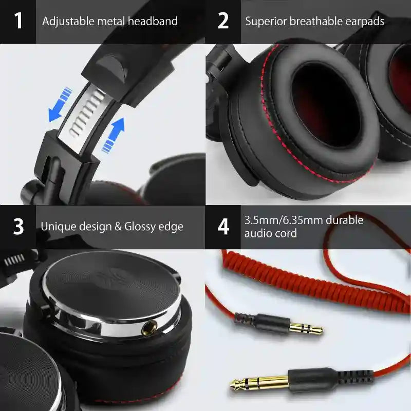 Tidesmit Wired Studio Headphones - Over-Ear Monitor with Mic Tidesmit