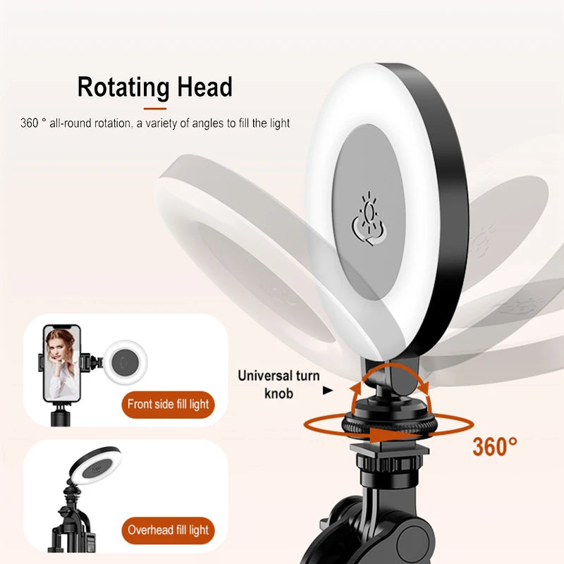 D07 Portable Mini Phone Selfie Fill Light Three-color Temperature Camera Pocket Light Ring Light with 1/4 Screw Interface Tidesmit