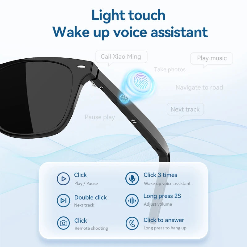 2024 New Cheap Fashion Anti Blue-ray G05 Smart Sunglasses BT5.3 AI Music Play Phone Call Touch Glasses AR Wireless Smart Glasses Tidesmit